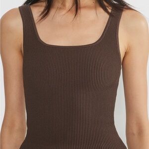 Aritzia Brown Ribbed Tank Top